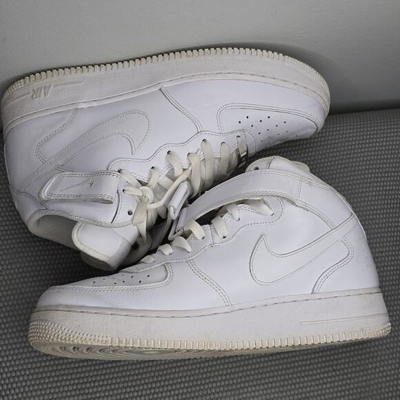 Nike Air Force 1‎ Mid White Size 10 Mens AF1 315123-111 Triple - Picture 6 of 10